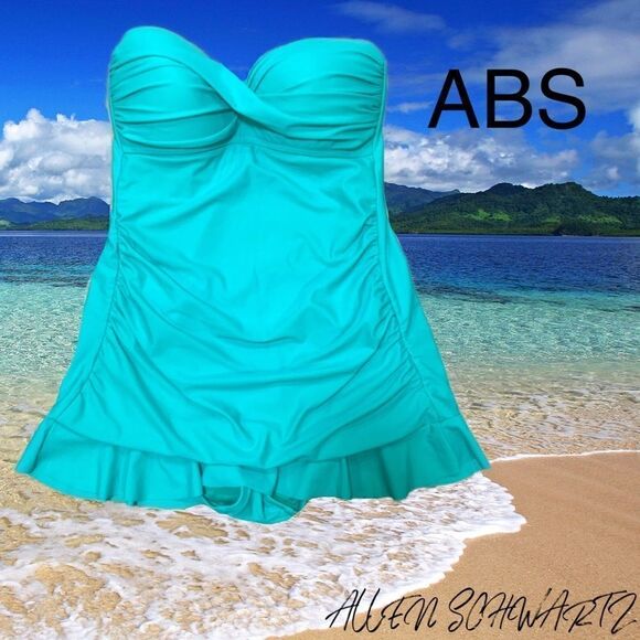 $5 ADD ON ITEM ABS- ALLEN SCHWARTZ TEAL 1 piece Strapless suit - Picture 7 of 12